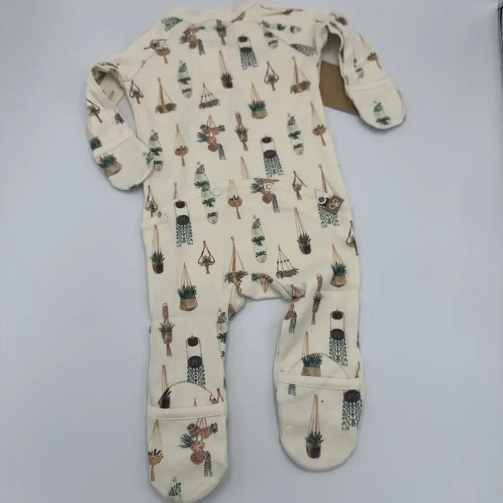 Goumi Kids Baby Macrame‎ Footie 0-3 Months Sleeper Zippy Jumpsuit Bamboo Plants
